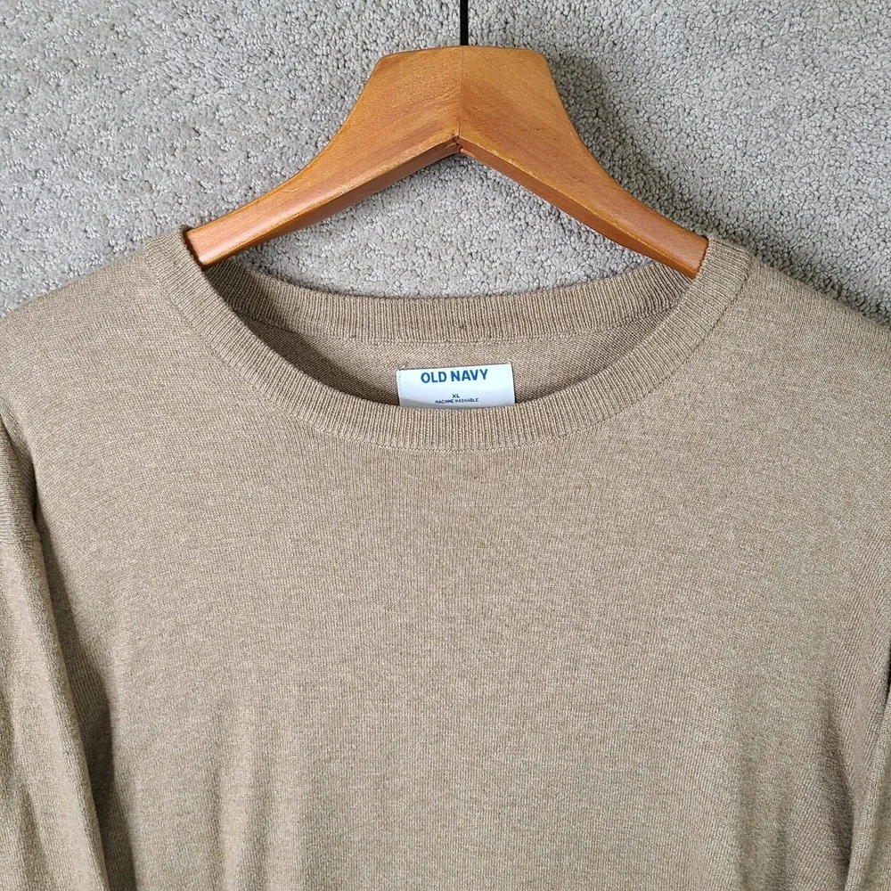 Old Navy Sweater Mens‎ XL Tan Crew Neck Long Sleeve Cotton Blend Knit Pullover